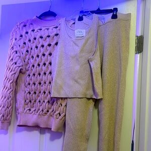 Open knit Zara girls sweater set.